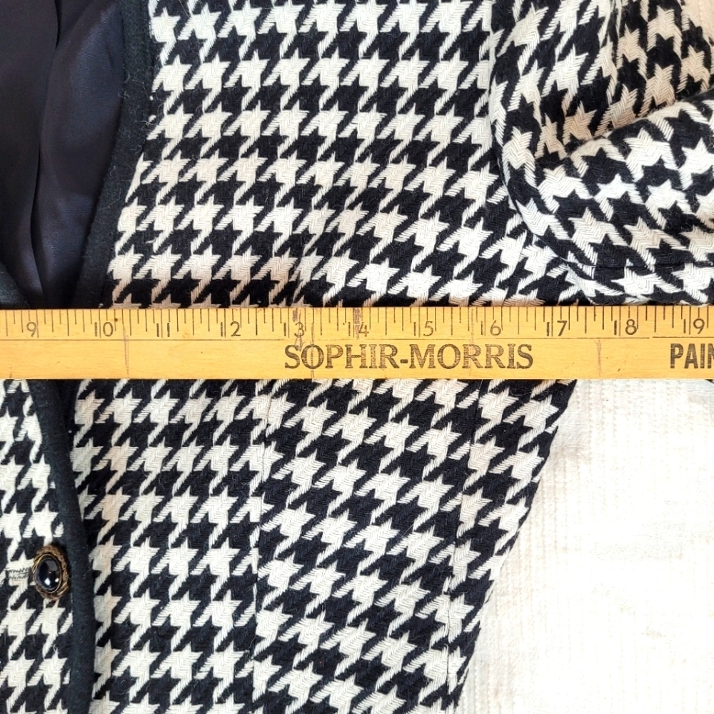 Carissa Jeffrey vintage black white houndstooth cropped lined blazer 80's lady 6 - Picture 8 of 12